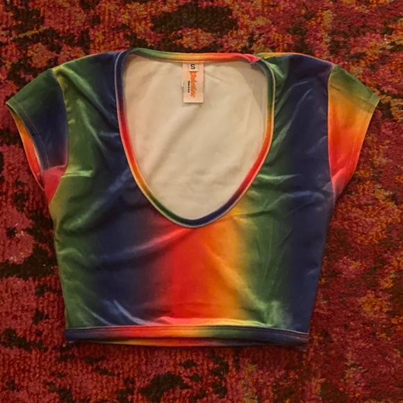 J VALENTINE | Rainbow Velvet Crop Top | Small 🌈 - Picture 3 of 5